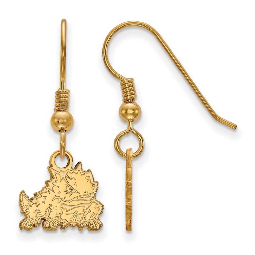 14k Gold Plated Silver Texas Christian University Dangle Earrings